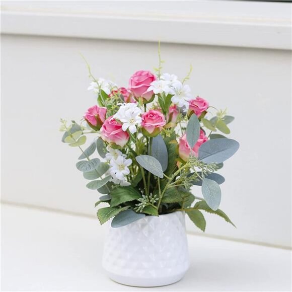 Artificial Flowers for Decoration, Rose Fake Flowers with Vase - Picture 4 of 6